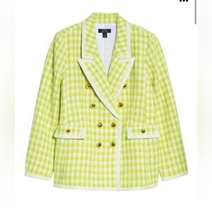 Halogen x Atlantic-Pacific Neon, Green, Tweed Jacket Size 18 Plus Size EUC